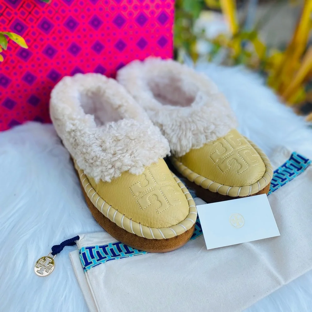 Tory Burch Genuine Shearling Slippers - Picture 4 of 9
